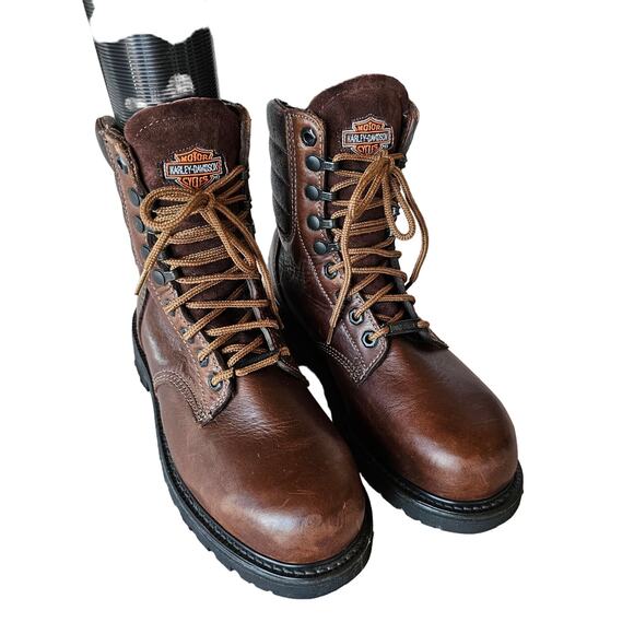 Harley Davidson Boots Mens 6.5M Brown Leather 88414 Motorcycle Biker Safety Work - Picture 1 of 16
